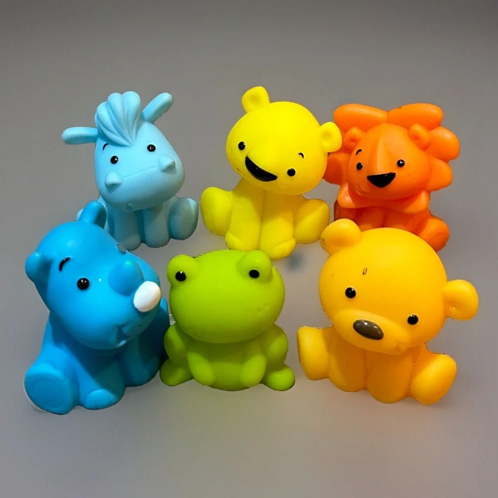 Set of 6 Infantino Tub O Toys Rubber Zoo Animal Bath Water Table Toys